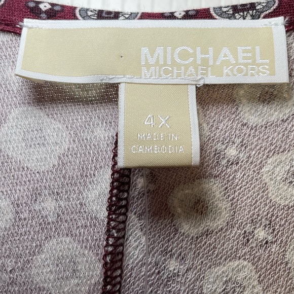 Michael by Michael Kors Burgundy Geometric Print V-Neck Long Sleeve Top sz 4X - Picture 9 of 10